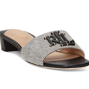 Lauren Ralph Lauren Women's Fay Logo Dress Sandals, Canvas & Leather Black sz. 6